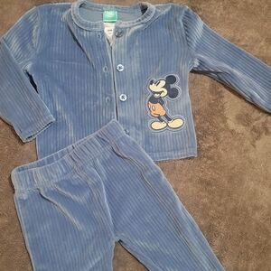 Disney Blue Pajama Set with Mickey Patch